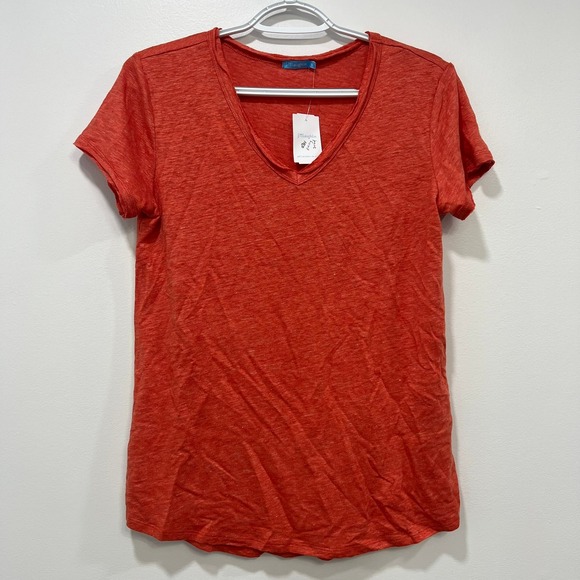 J. McLaughlin Tops - J‎ Mclaughlin Kacey Top XS NWT $68 Short Sleeve Scoop Neck Linen Burnt Orange
